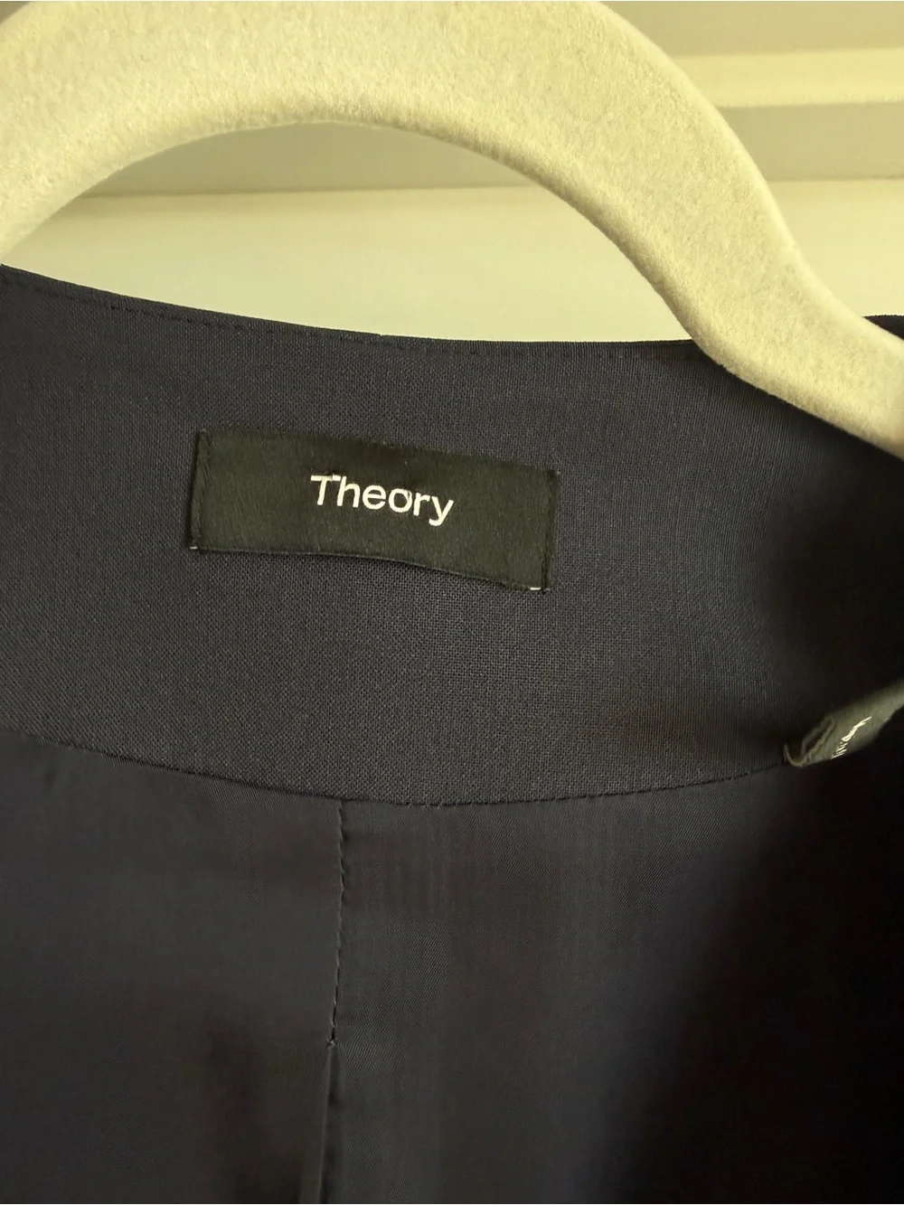 Theory Lindrayia B Admiral Jacket - Dark Navy Collarless Blazer - Picture 3 of 4